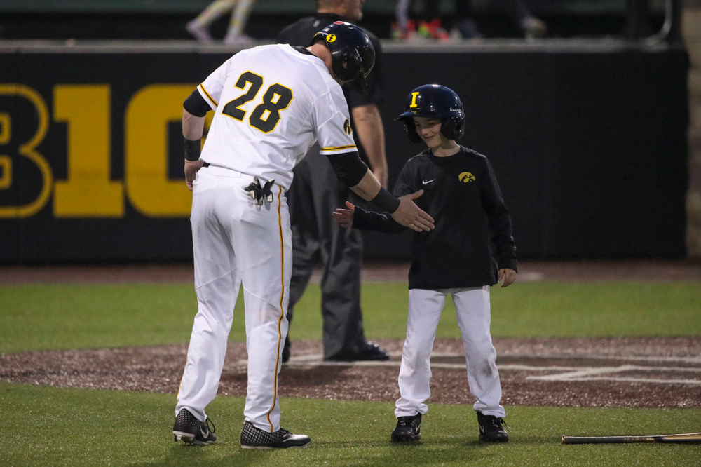 Iowa infielder Chris Whelan at game 1 vs Rutgers on Friday, April 5, 2019 at Duane Banks Field. (Lily Smith/hawkeyesports.com)