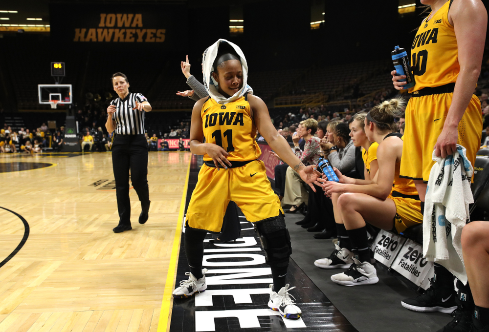 Iowa Hawkeyes guard Tania Davis (11) against the Michigan State Spartans Thursday, February 7, 2019 at Carver-Hawkeye Arena. (Brian Ray/hawkeyesports.com)