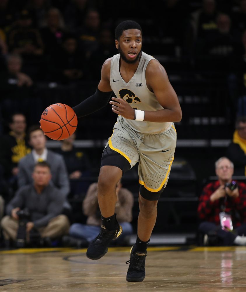 Iowa Hawkeyes guard Isaiah Moss (4) against the Nebraska Cornhuskers Sunday, January 6, 2019 at Carver-Hawkeye Arena. (Brian Ray/hawkeyesports.com)