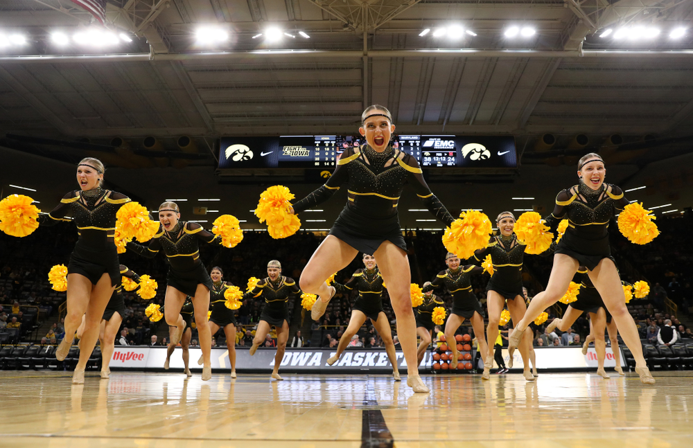 The Iowa Dance Team performs at halftime of the Iowa Hawkeyes game against the Maryland Terrapins Friday, January 10, 2020 at Carver-Hawkeye Arena. (Brian Ray/hawkeyesports.com)