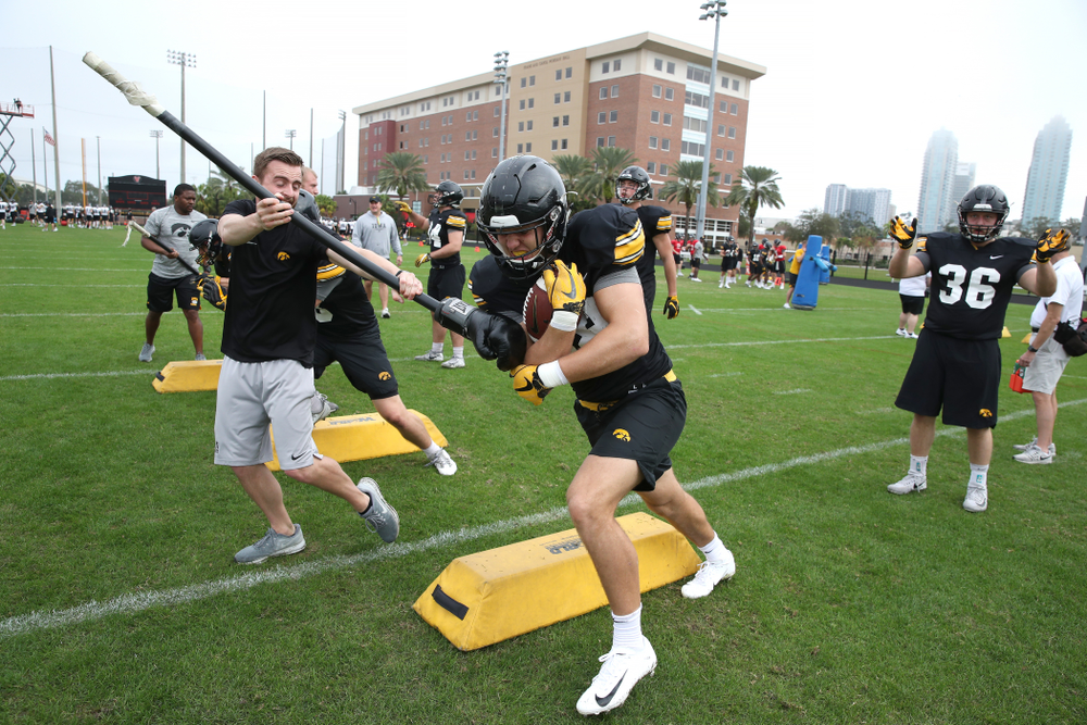 Iowa Hawkeyes tight end T.J. Hockenson (38) as the team prepares for the Outback Bowl Saturday, December 29, 2018 at Tampa University. (Brian Ray/hawkeyesports.com)