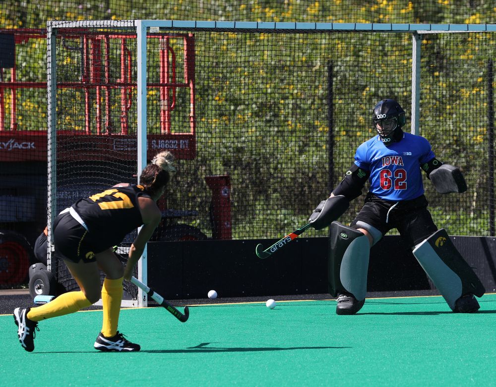 Iowa Hawkeyes forward Ciara Smith (17) and goaltender Grace McGuire (62) during the teamÕs annual media day Friday, August 23, 2019 at Grant Field. (Brian Ray/hawkeyesports.com)