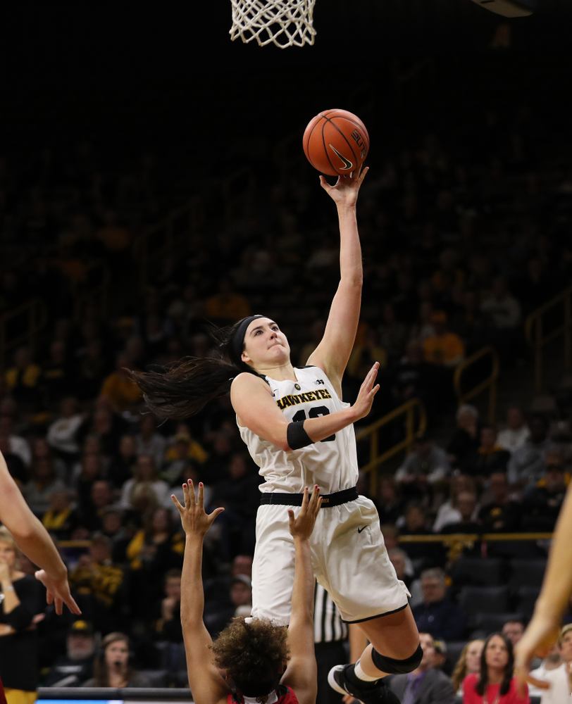Iowa Hawkeyes forward Megan Gustafson (10) against the IUPUI Jaguars Saturday, December 8, 2018 at Carver-Hawkeye Arena. (Brian Ray/hawkeyesports.com)