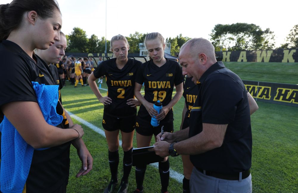Iowa Hawkeyes head coach Dave DiIanni against Western Michigan Thursday, August 22, 2019 at the Iowa Soccer Complex. (Brian Ray/hawkeyesports.com)