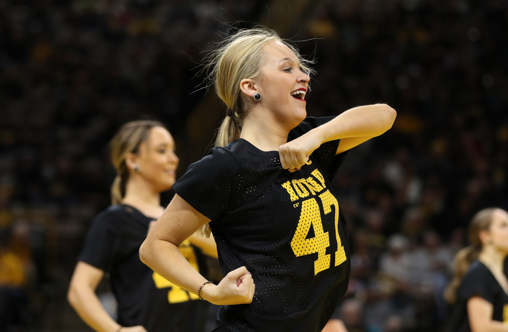 The Iowa Dance Team performs at the intermission of the Iowa Hawkeyes match against Purdue Saturday, November 24, 2018 at Carver-Hawkeye Arena. (Brian Ray/hawkeyesports.com)