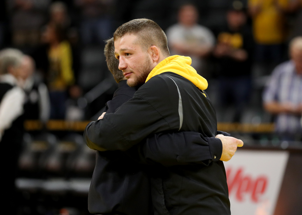 Iowa’s Jeren Glosser during senior day activities Sunday, February 23, 2020 at Carver-Hawkeye Arena. (Brian Ray/hawkeyesports.com)