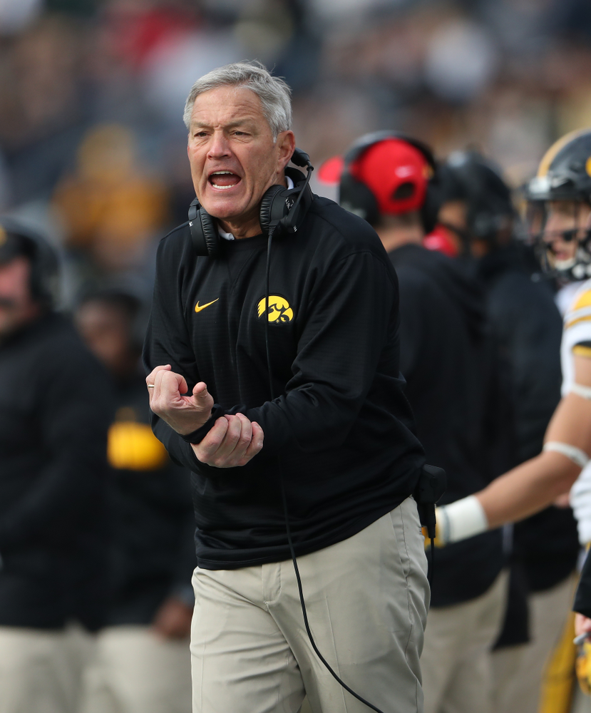 Iowa Hawkeyes head coach Kirk Ferentz against the Purdue Boilermakers Saturday, November 3, 2018 Ross Ade Stadium in West Lafayette, Ind. (Brian Ray/hawkeyesports.com)