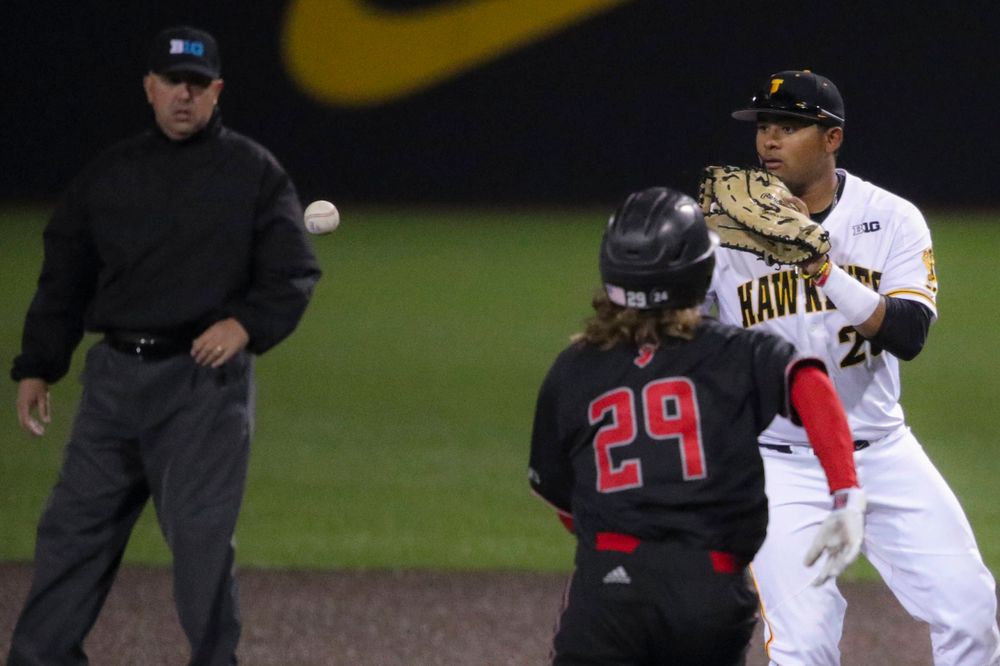 Iowa infielder Izaya Fullard at game 1 vs Rutgers on Friday, April 5, 2019 at Duane Banks Field. (Lily Smith/hawkeyesports.com)