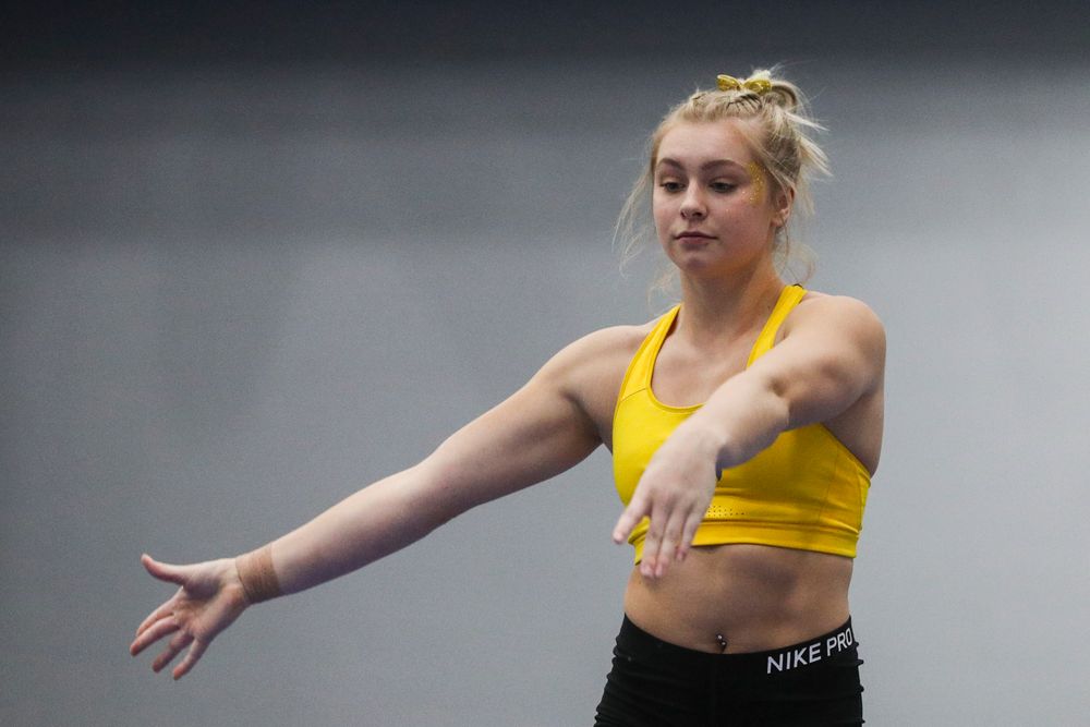 Madelyn Soloman performs on the beam during the Iowa women’s gymnastics Black and Gold Intraquad Meet on Saturday, December 7, 2019 at the UI Field House. (Lily Smith/hawkeyesports.com)