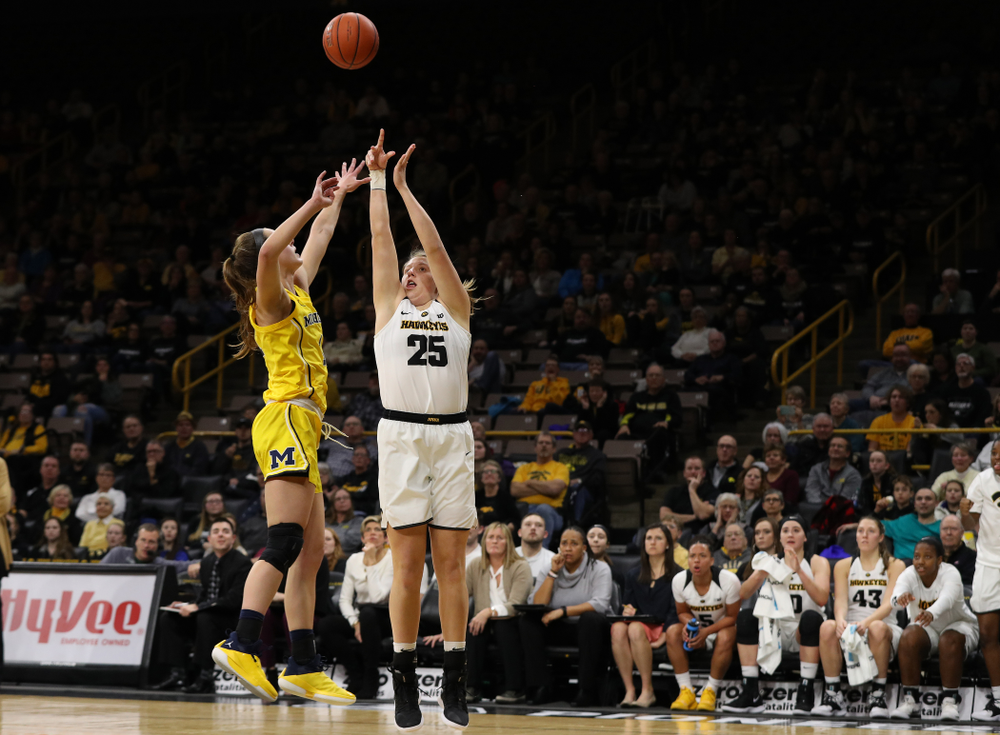 Iowa Hawkeyes forward/center Monika Czinano (25) against the Michigan Wolverines Thursday, January 17, 2019 at Carver-Hawkeye Arena. (Brian Ray/hawkeyesports.com)