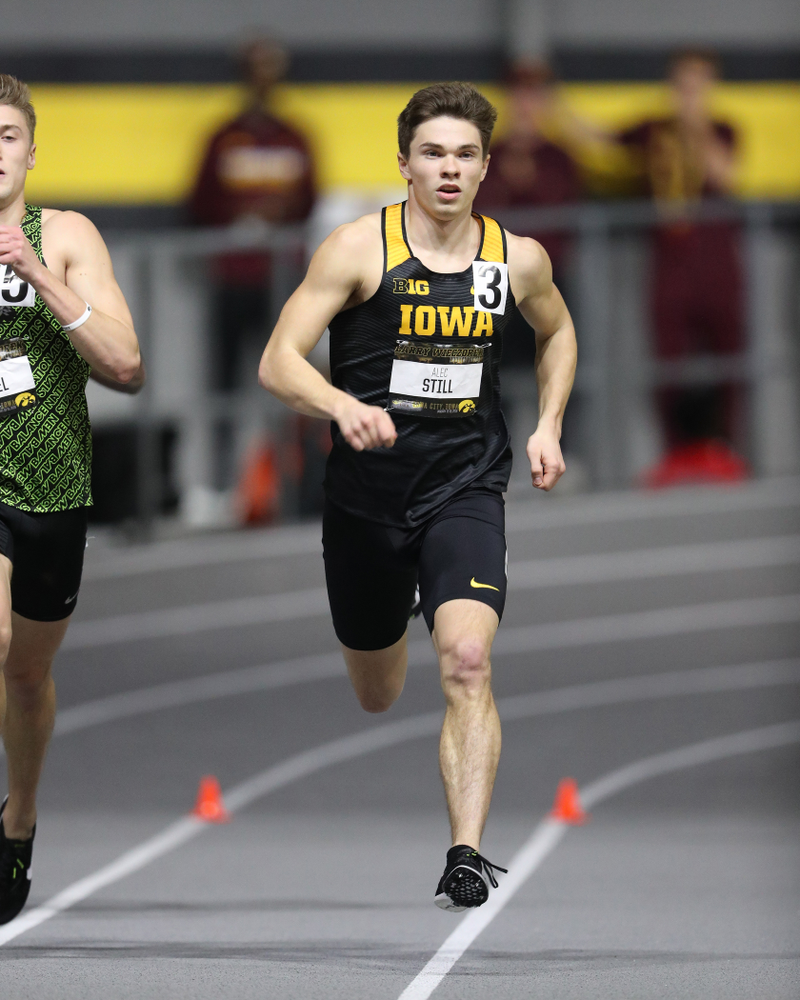 Iowa's Alec Still runs the 600 meter premier during the 2019 Larry Wieczorek Invitational Friday, January 18, 2019 at the Hawkeye Tennis and Recreation Center. (Brian Ray/hawkeyesports.com)