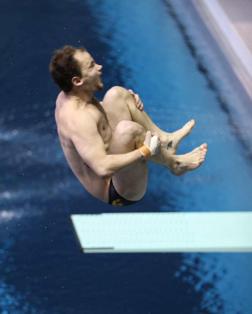 Iowa's Anton Hoherz competes on the 1-meter springboard during the 2019 Big Ten Swimming and Diving Championships Thursday, February 28, 2019 at the Campus Wellness and Recreation Center. (Brian Ray/hawkeyesports.com)