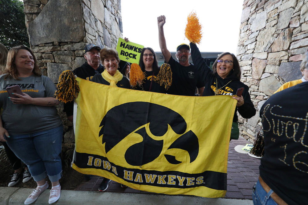The family of forward Megan Gustafson (10) during a send off at the hotel before their game against the NC State Wolfpack in the regional semi-final of the 2019 NCAA Women's College Basketball Tournament Saturday, March 30, 2019 at Greensboro Coliseum in Greensboro, NC.(Brian Ray/hawkeyesports.com)