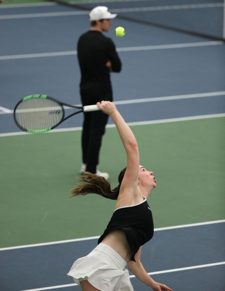 Iowa's Sam Mannix during a doubles match against North Texas Sunday, January 20, 2019 at the Hawkeye Tennis and Recreation Center. (Brian Ray/hawkeyesports.com)