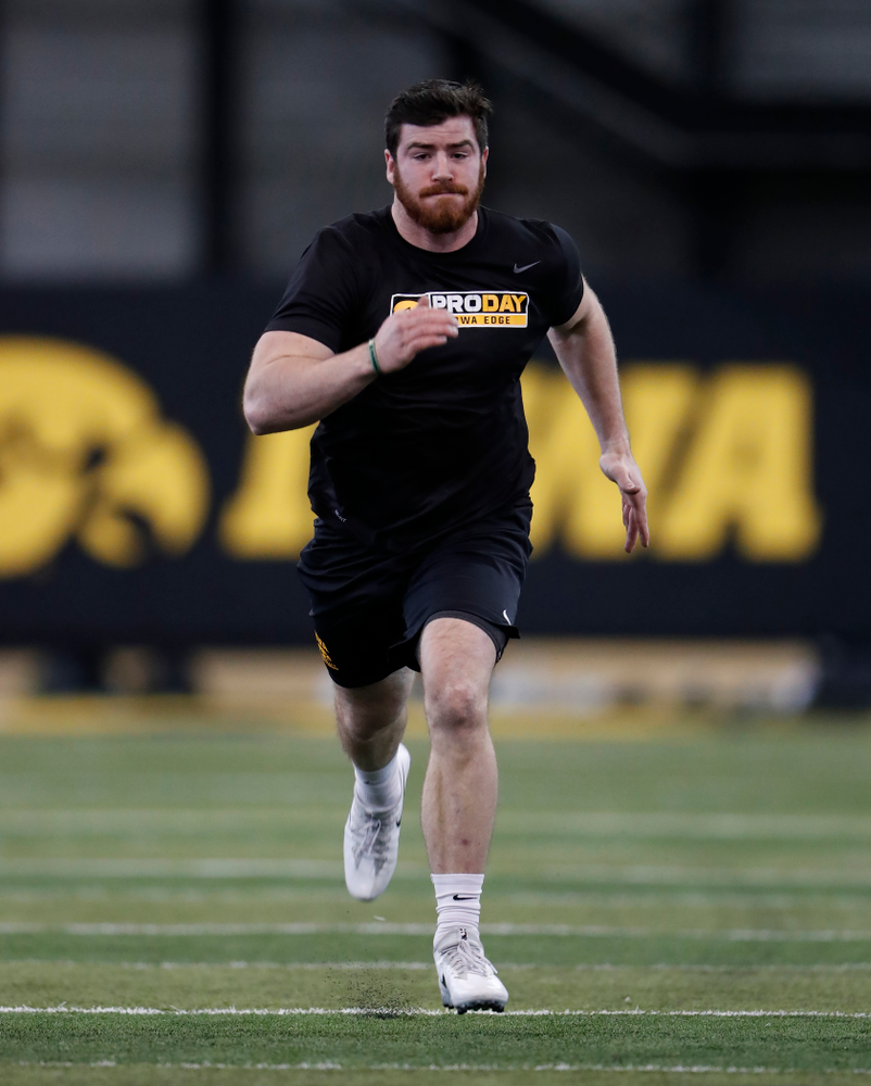 Iowa Hawkeyes linebacker Josey Jewell (43) during the team's annual pro day Monday, March 26, 2018 at the Hansen Football Performance Center. (Brian Ray/hawkeyesports.com)