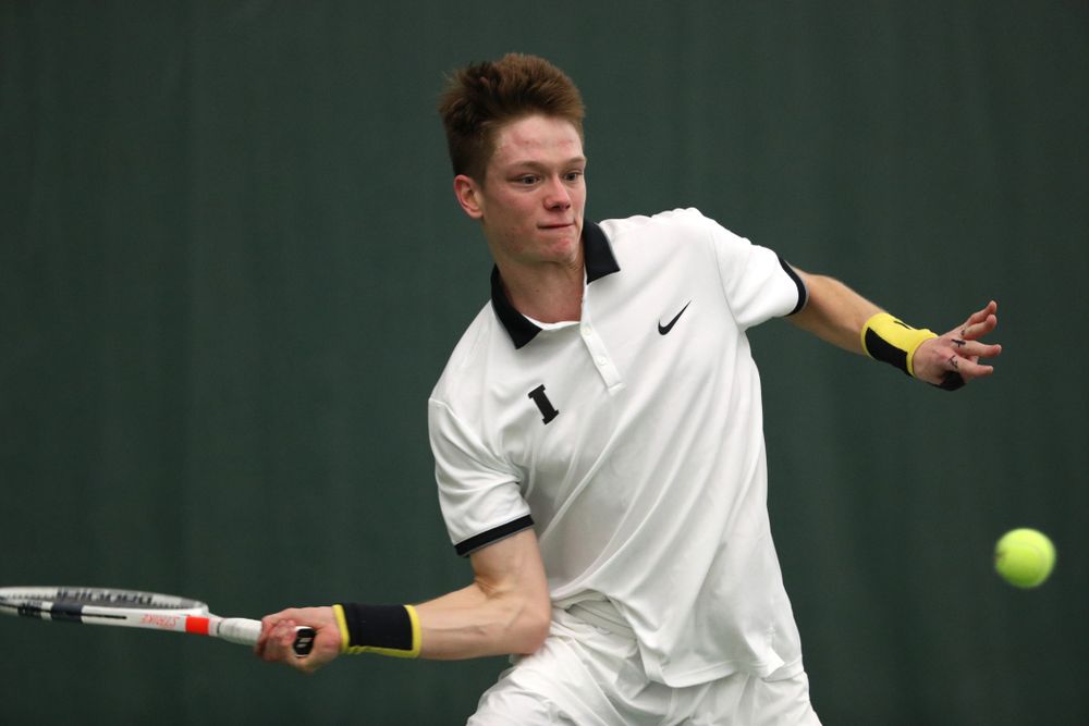 Iowa's Jason Kerst against North Dakota Friday, January 25, 2019 at the Hawkeye Tennis and Recreation Complex. (Brian Ray/hawkeyesports.com)