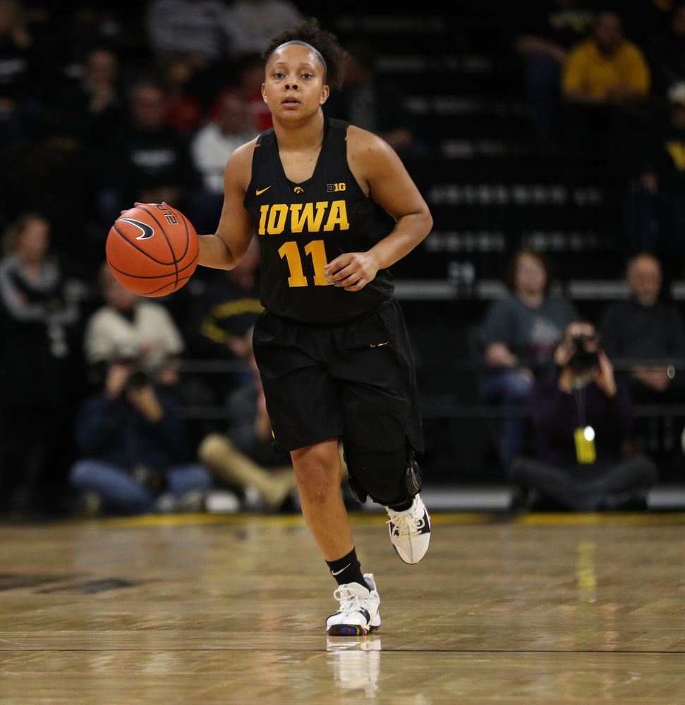 Iowa Hawkeyes guard Tania Davis (11) against the Iowa State Cyclones in the Iowa Corn Cy-Hawk Series Wednesday, December 5, 2018 at Carver-Hawkeye Arena. (Brian Ray/hawkeyesports.com)