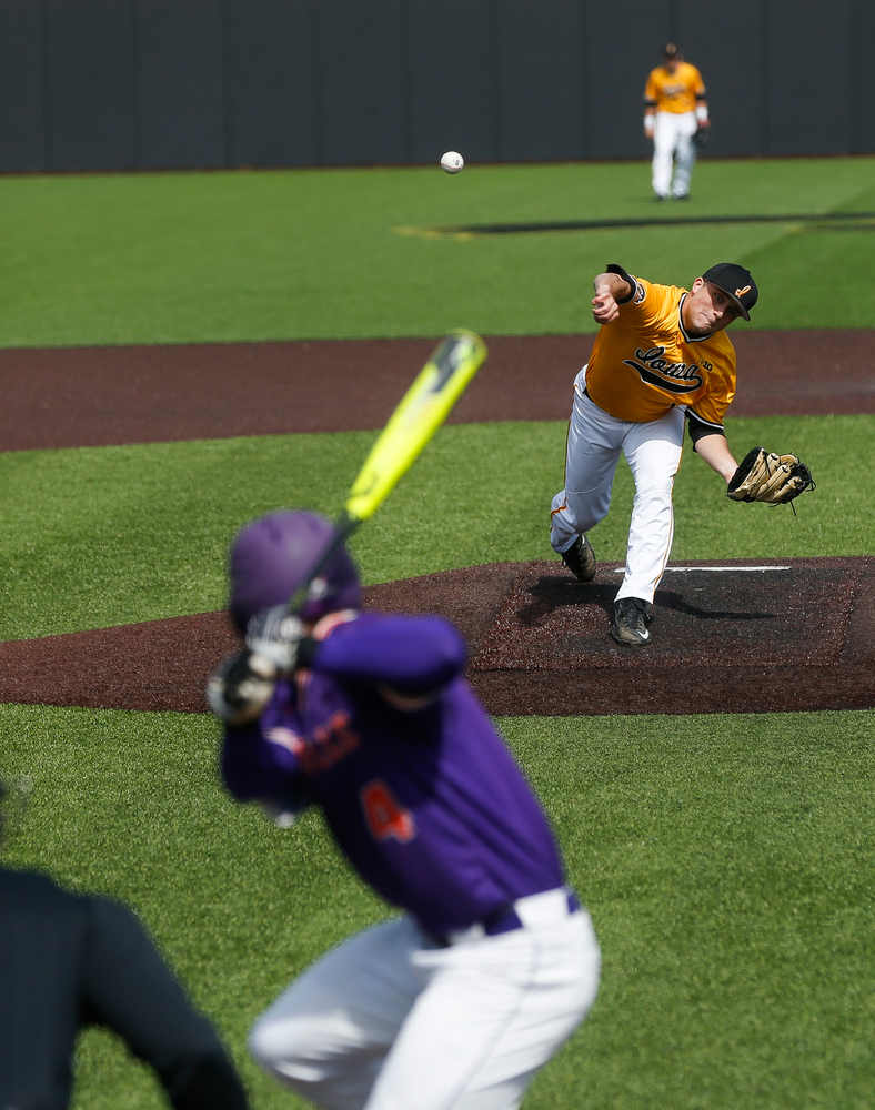Iowa Hawkeyes pitcher Cole McDonald (11) pitches during a game against Evansville at Duane Banks Field on March 18, 2018. (Tork Mason/hawkeyesports.com)
