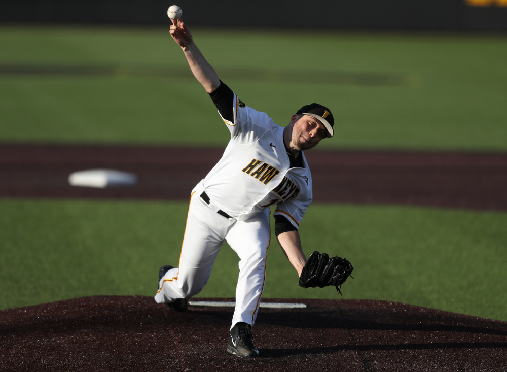 Iowa Hawkeyes Cole McDonald (11) against the Michigan State Spartans Friday, May 10, 2019 at Duane Banks Field. (Brian Ray/hawkeyesports.com)