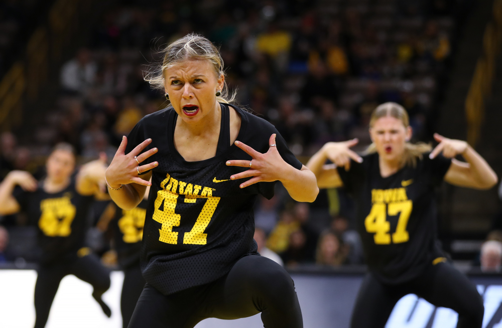 The Iowa Dance Team performs at the intermission of the Iowa Hawkeyes match against Purdue Saturday, November 24, 2018 at Carver-Hawkeye Arena. (Brian Ray/hawkeyesports.com)