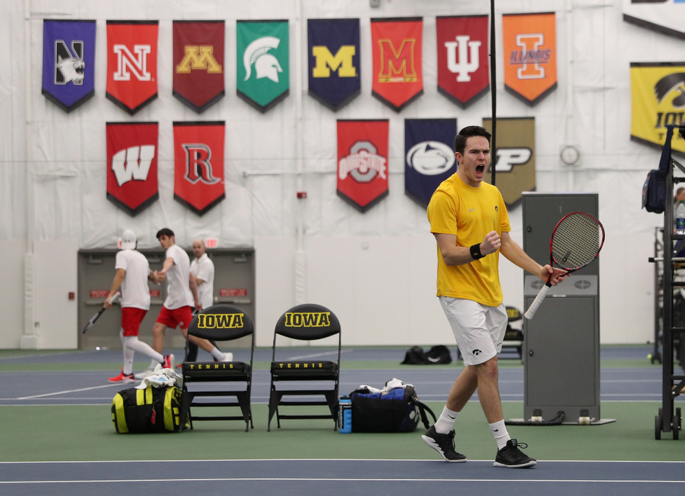 Jonas Larsen and Kareem Allaf against Utah Sunday, February 10, 2019 at the Hawkeye Tennis and Recreation Complex. (Brian Ray/hawkeyesports.com)