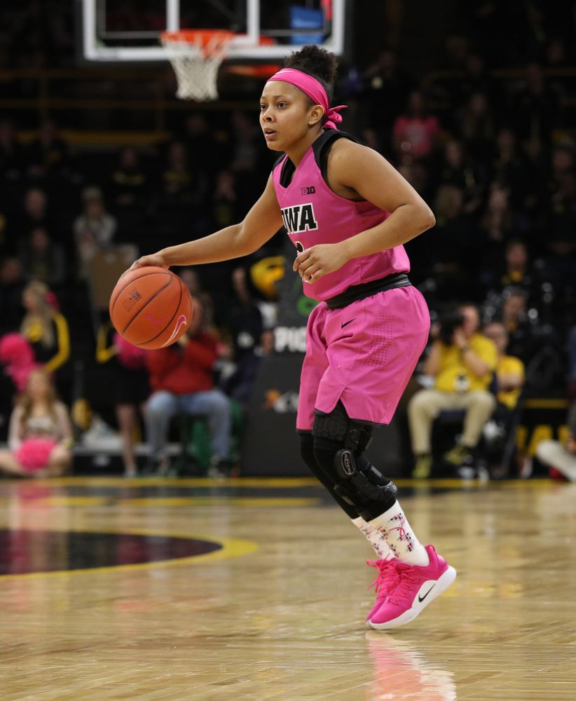 Iowa Hawkeyes guard Tania Davis (11) against the seventh ranked Maryland Terrapins Sunday, February 17, 2019 at Carver-Hawkeye Arena. (Brian Ray/hawkeyesports.com)
