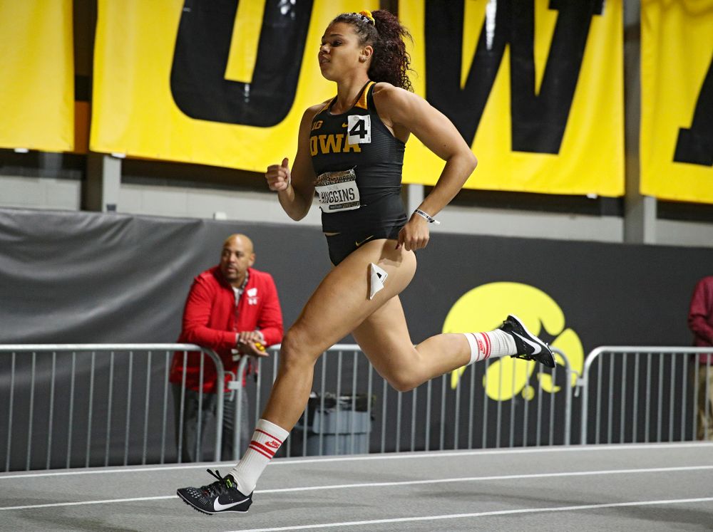Iowa’s Dallyssa Huggins runs the women’s 600 meter run premier event during the Larry Wieczorek Invitational at the Recreation Building in Iowa City on Friday, January 17, 2020. (Stephen Mally/hawkeyesports.com)