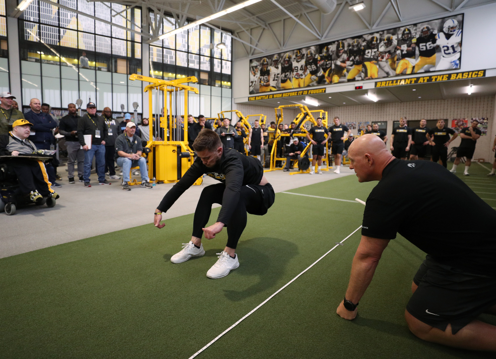 Iowa Hawkeyes wide receiver Nick Easley (84) during the teamÕs annual Pro Day Monday, March 25, 2019 at the Hansen Football Performance Center. (Brian Ray/hawkeyesports.com)