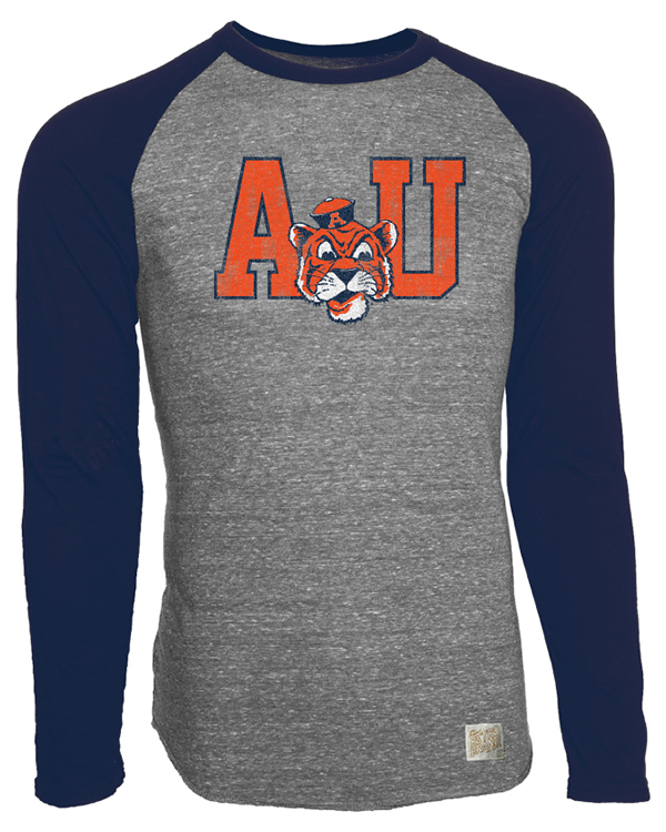 Auburn Tigers Original Retro Brand Vintage Tiger Navy Gray Long