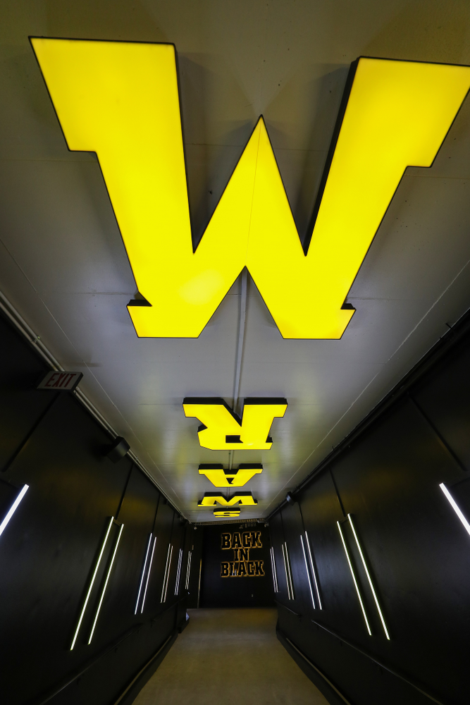The Hawkeye Football Team sees the updates to their entrance tunnel at Kinnick Stadium for the first time Thursday, August 22, 2019 in Iowa City. (Brian Ray/hawkeyesports.com)