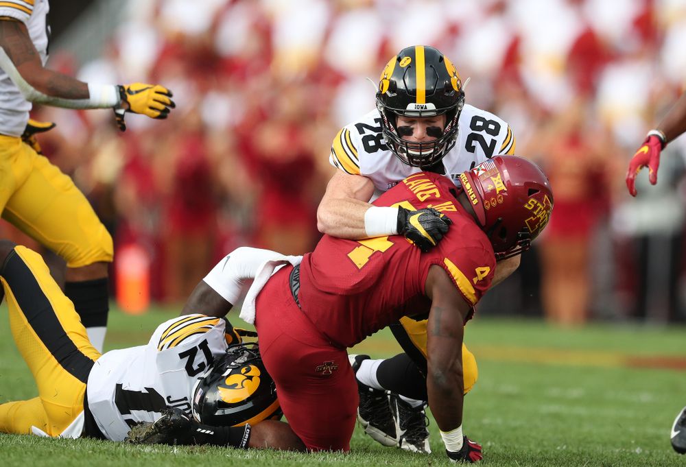 Iowa Hawkeyes defensive back Jack Koerner (28) against the Iowa State Cyclones Saturday, September 14, 2019 at Jack Trice Stadium in Ames, Iowa. (Brian Ray/hawkeyesports.com)