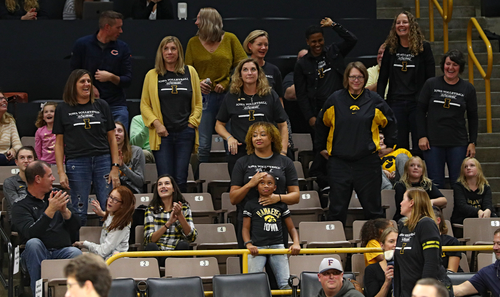Iowa volleyball alumni are recognized during the match at Carver-Hawkeye Arena in Iowa City on Sunday, Oct 20, 2019. (Stephen Mally/hawkeyesports.com)