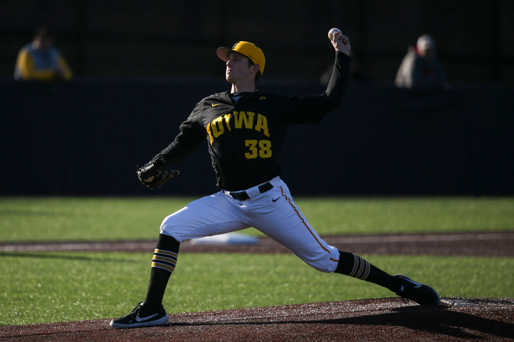 Iowa pitcher Trenton Wallace at the game vs. Bradley on Tuesday, March 26, 2019 at (place). (Lily Smith/hawkeyesports.com)