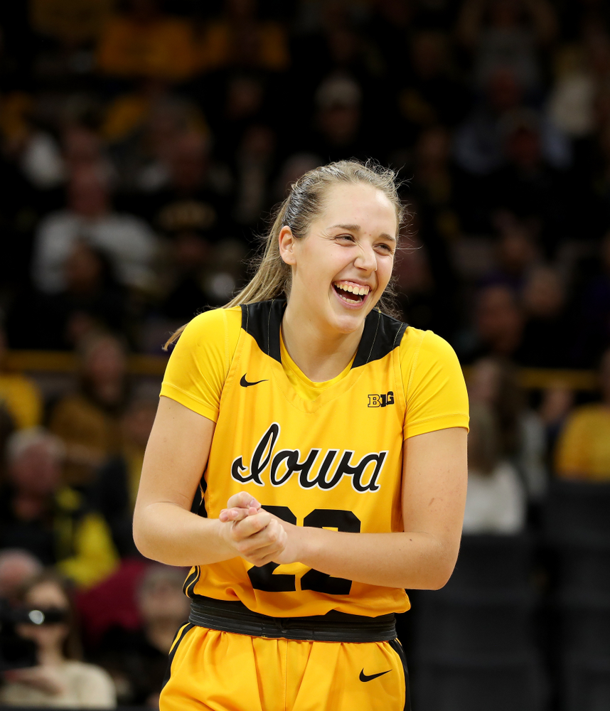 Iowa Hawkeyes guard Kathleen Doyle (22) during senior day activities following their win over the Minnesota Golden Gophers Thursday, February 27, 2020 at Carver-Hawkeye Arena. (Brian Ray/hawkeyesports.com)