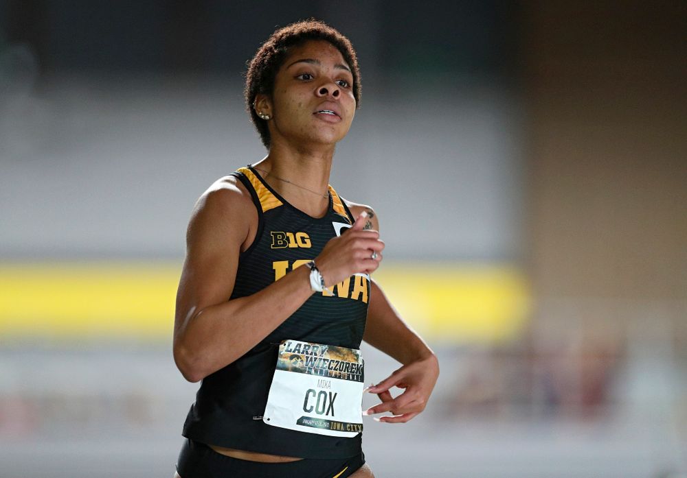 Iowa’s Mika Cox runs the women’s 600 meter run event during the Larry Wieczorek Invitational at the Recreation Building in Iowa City on Friday, January 17, 2020. (Stephen Mally/hawkeyesports.com)