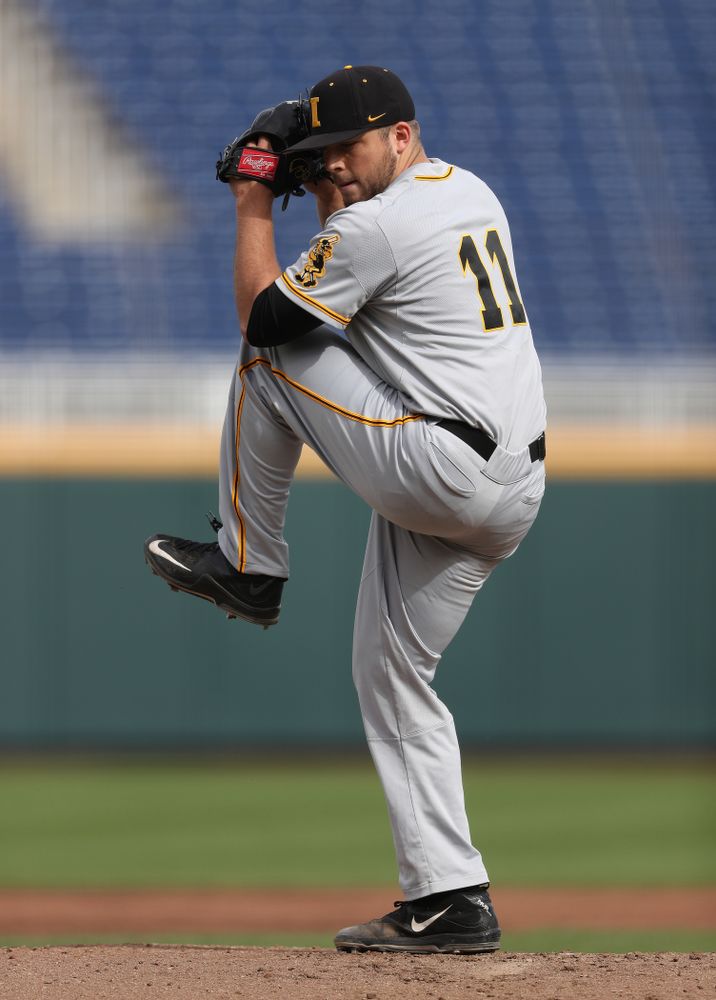 Iowa Hawkeyes Cole McDonald (11) against the Indiana Hoosiers in the first round of the Big Ten Baseball Tournament Wednesday, May 22, 2019 at TD Ameritrade Park in Omaha, Neb. (Brian Ray/hawkeyesports.com)