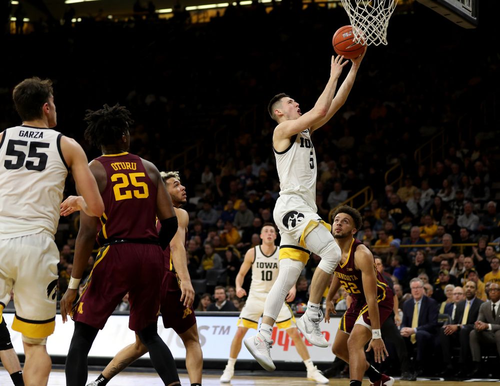 Iowa Hawkeyes guard CJ Fredrick (5) against the Minnesota Golden Gophers Monday, December 9, 2019 at Carver-Hawkeye Arena. (Brian Ray/hawkeyesports.com)