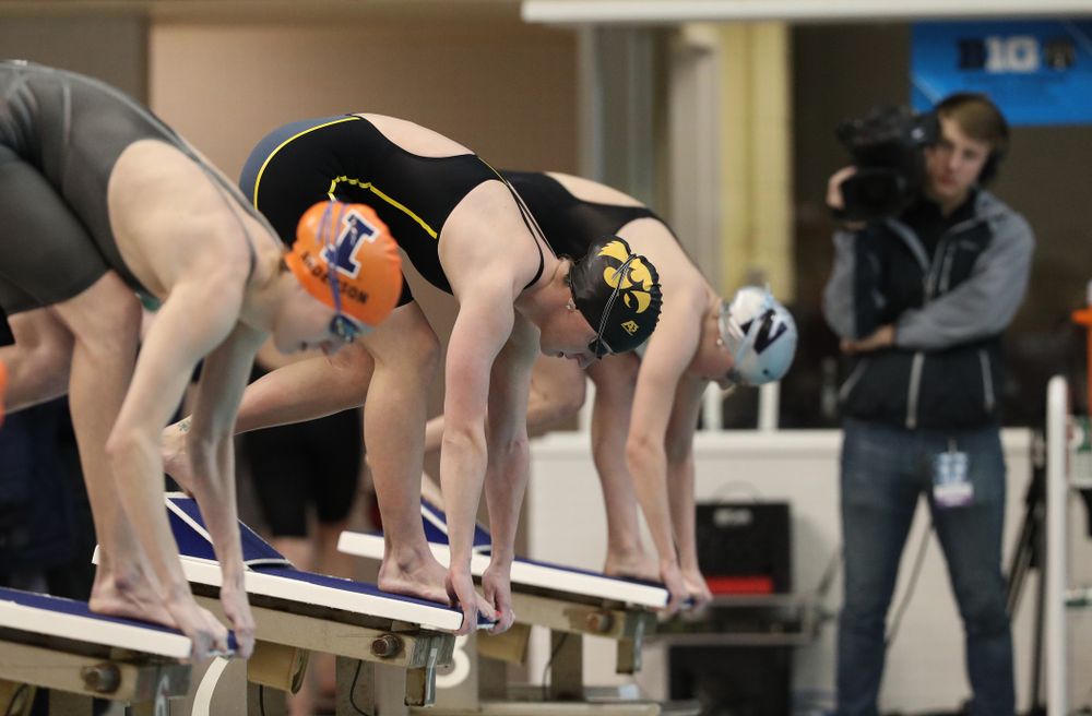 Iowa's Kelly McNamara swims the 50-yard freestyle during the 2019 Women's Big Ten Swimming and Diving meet Thursday, February 21, 2019 in Bloomington, Indiana. (Brian Ray/hawkeyesports.com)