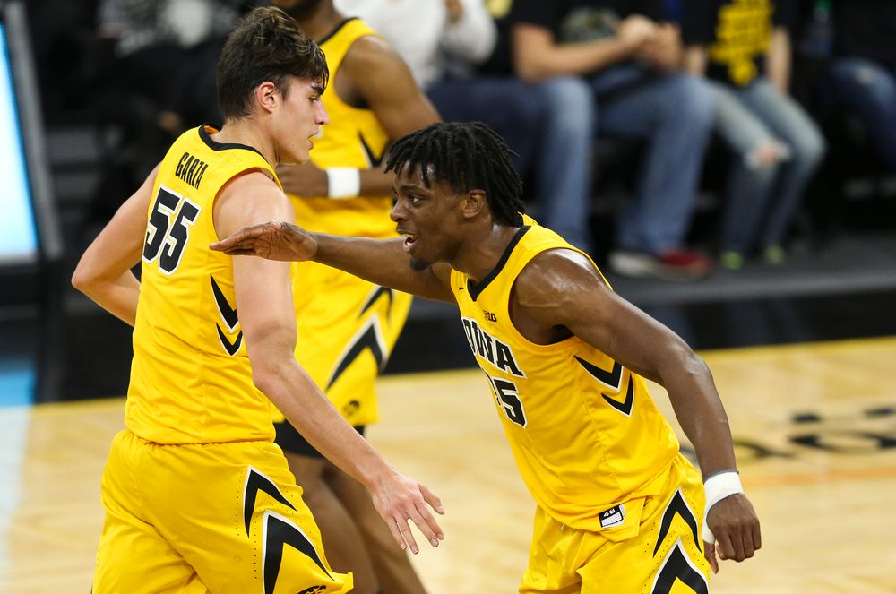 Iowa Hawkeyes forward Tyler Cook (25) reacts after a made basket against Wisconsin on November 30, 2018 at Carver-Hawkeye Arena. (Tork Mason/hawkeyesports.com)