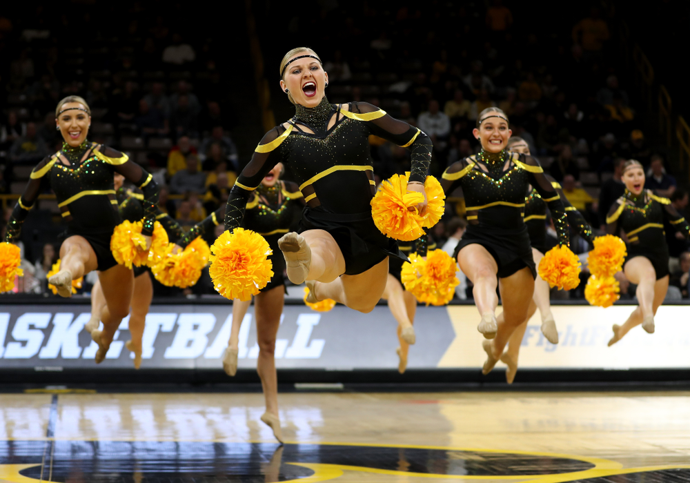 The Iowa Dance Team performs at halftime of the Iowa Hawkeyes game against the Maryland Terrapins Friday, January 10, 2020 at Carver-Hawkeye Arena. (Brian Ray/hawkeyesports.com)