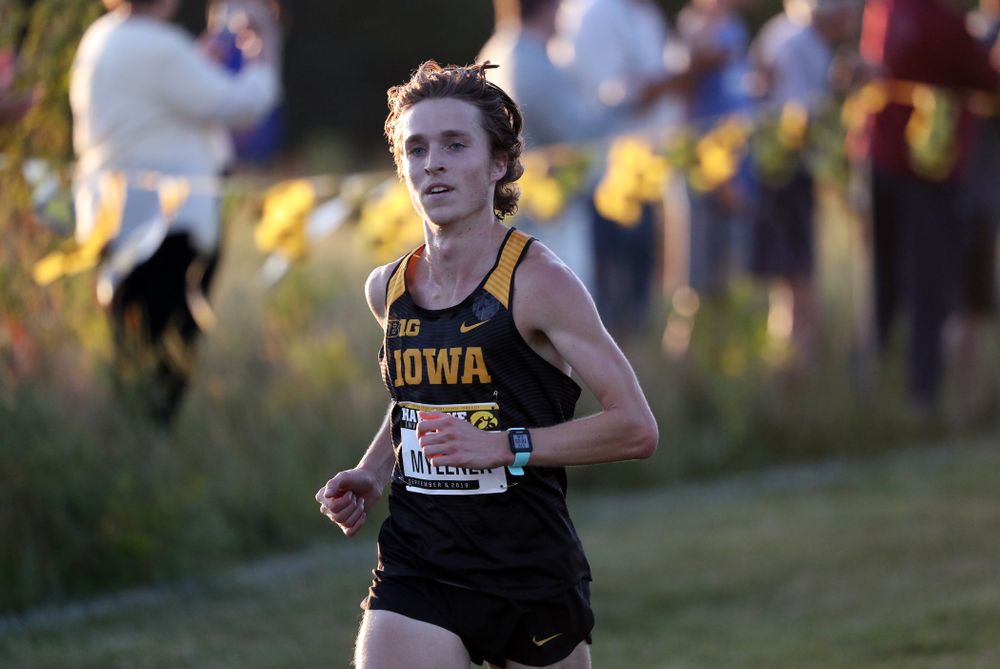 IowaÕs Nathan Mylenek runs to the finish of the 2019 Hawkeye Invitational Friday, September 6, 2019 at the Ashton Cross Country Course. (Brian Ray/hawkeyesports.com)