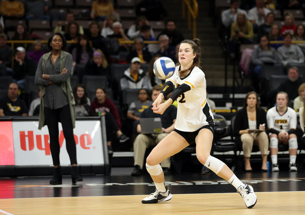 Iowa Hawkeyes setter Courtney Buzzerio (2) against Penn State Friday, November 1, 2019 at Carver Hawkeye Arena. (Brian Ray/hawkeyesports.com)