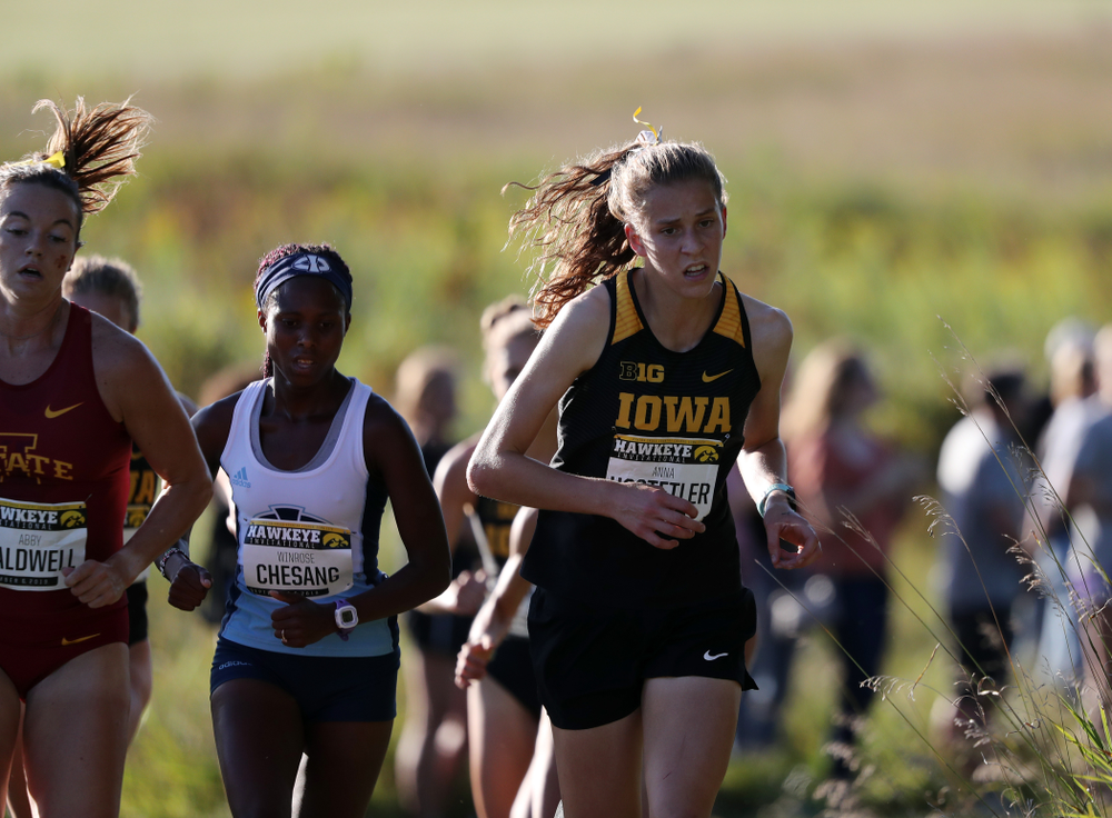 IowaÕs Anna Hostetler runs in the 2019 Hawkeye Invitational Friday, September 6, 2019 at the Ashton Cross Country Course. (Brian Ray/hawkeyesports.com)