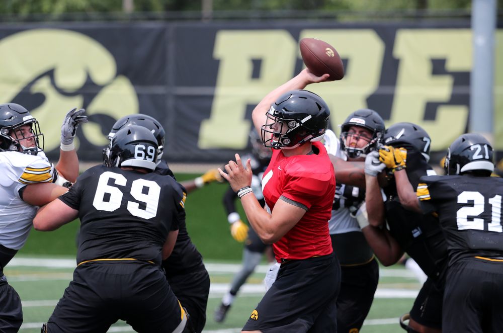 Iowa Hawkeyes quarterback Nathan Stanley (4) during the third practice of fall camp Sunday, August 5, 2018 at the Kenyon Football Practice Facility. (Brian Ray/hawkeyesports.com)