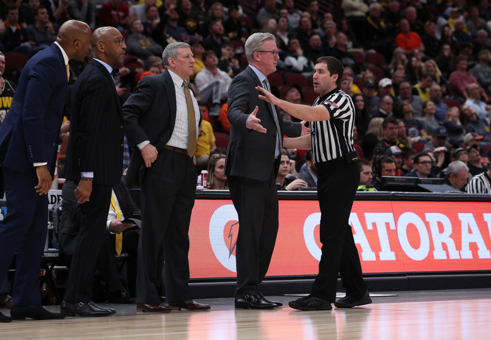 Iowa Hawkeyes head coach Fran McCaffery against the Illinois Fighting Illini in the 2019 Big Ten Men's Basketball Tournament Thursday, March 14, 2019 at the United Center in Chicago. (Brian Ray/hawkeyesports.com)