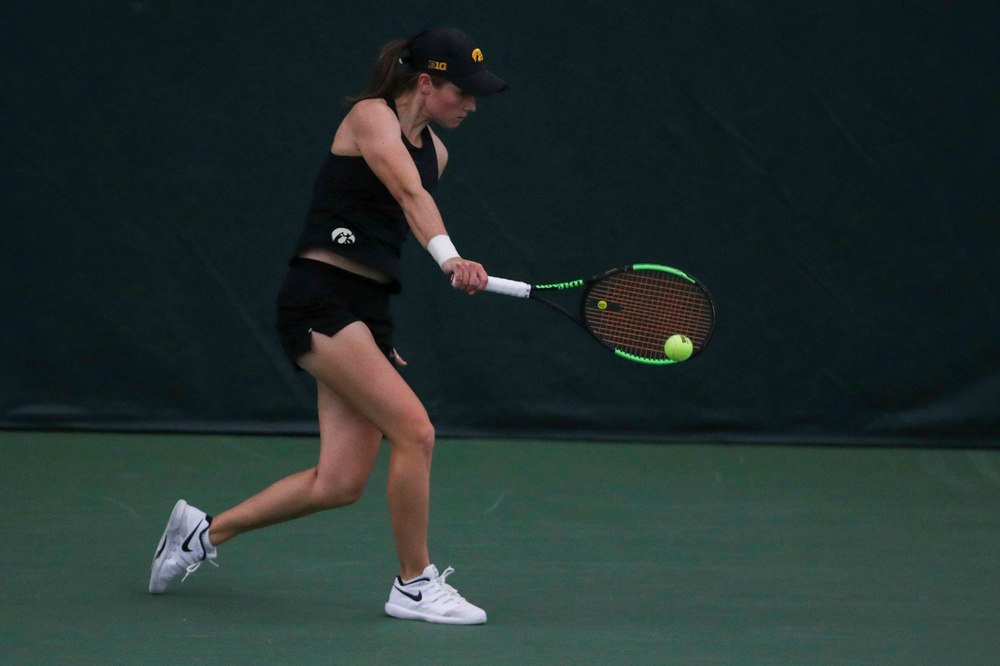 IowaÕs Elise Van Heuvelen Treadwell at womenÕs tennis senior day vs Nebraska on Saturday, April 13, 2019 at the Hawkeye Tennis and Recreation Complex. (Lily Smith/hawkeyesports.com)