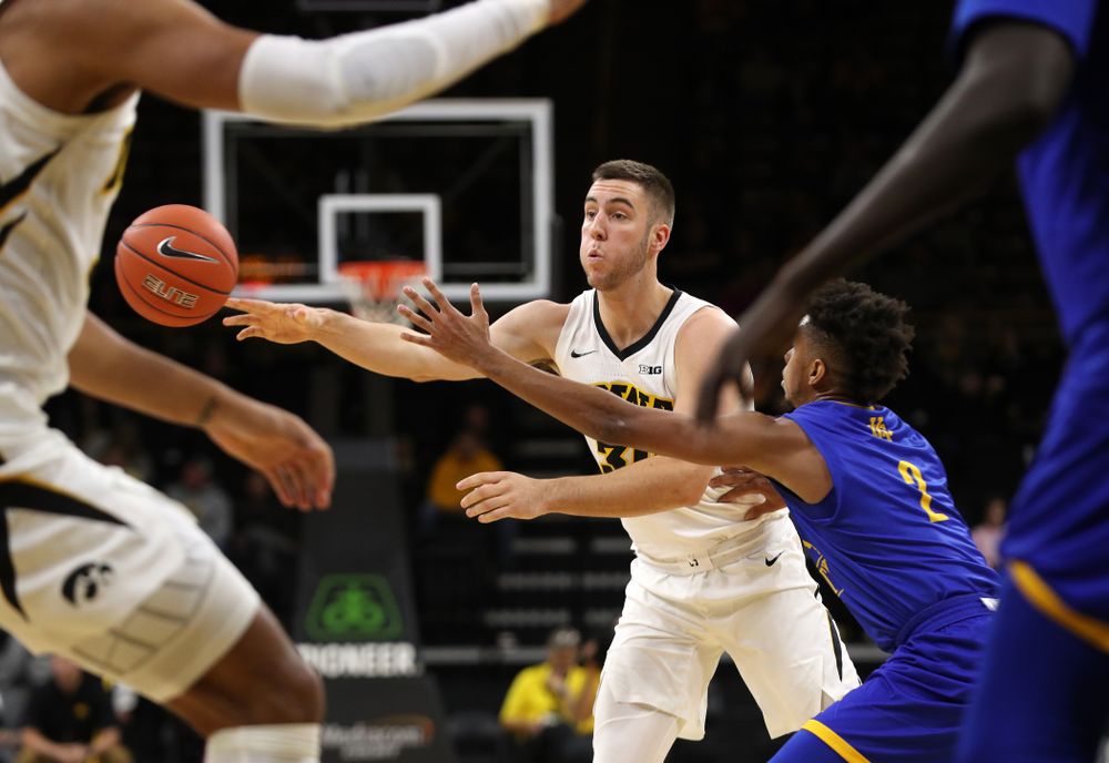 Iowa Hawkeyes guard Connor McCaffery (30) against the UKMC Kangaroos in the 2K Empire Classic Thursday, November 8, 2018 at Carver-Hawkeye Arena. (Brian Ray/hawkeyesports.com)