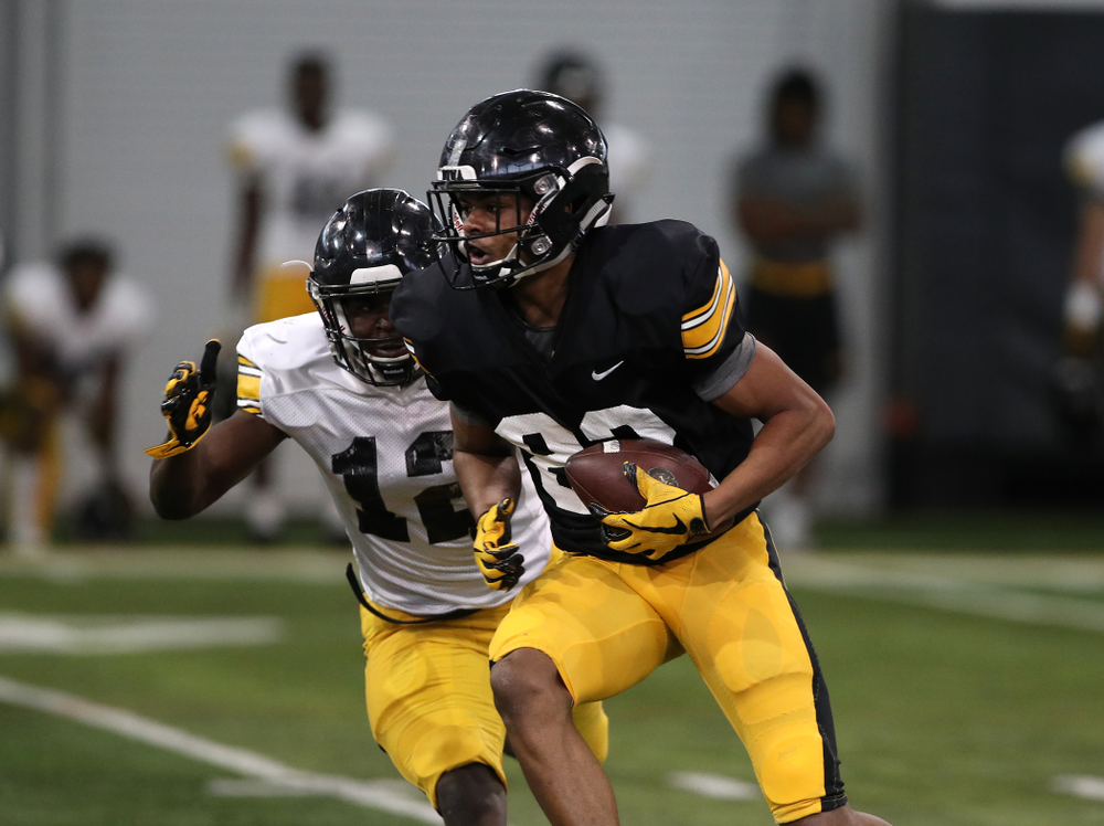 Iowa Hawkeyes wide receiver Calvin Lockett (82) during preparation for the 2019 Outback Bowl Wednesday, December 19, 2018 at the Hansen Football Performance Center. (Brian Ray/hawkeyesports.com)