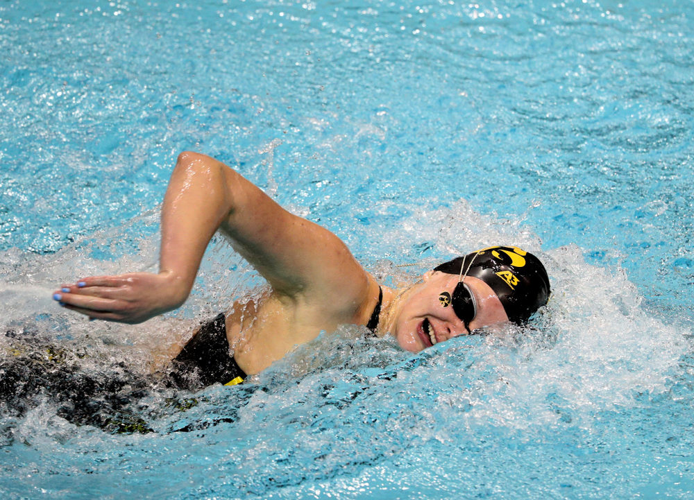 Iowa's Sarah Schemmel swims the 100-yard freestyle against the Iowa State Cyclones in the Iowa Corn Cy-Hawk Series Friday, December 7, 2018 at at the Campus Recreation and Wellness Center. (Brian Ray/hawkeyesports.com)