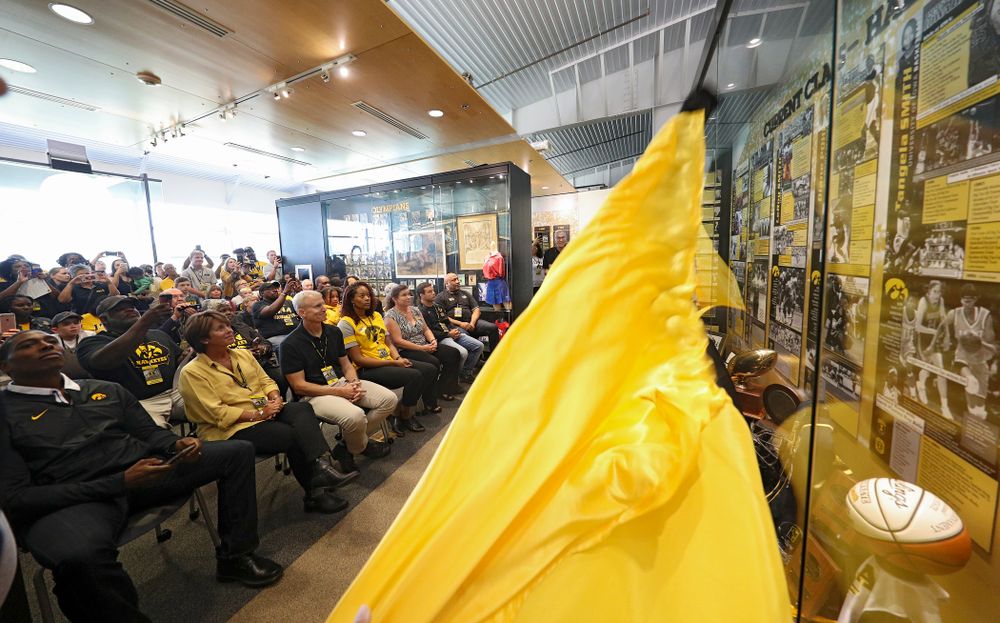 The 2019 University of Iowa Athletics Hall of Fame exhibit is unveiled at the University of Iowa Athletics Hall of Fame in Iowa City on Friday, Aug 30, 2019. (Stephen Mally/hawkeyesports.com)